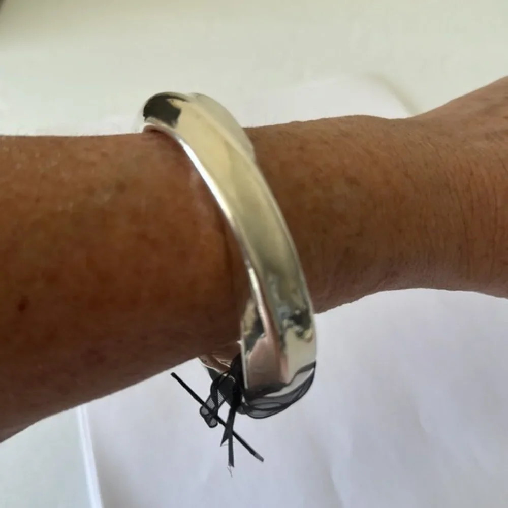 E&L Sterling Silver Bangle Statement Bracelet Israel Electroform Wavy D-2/5